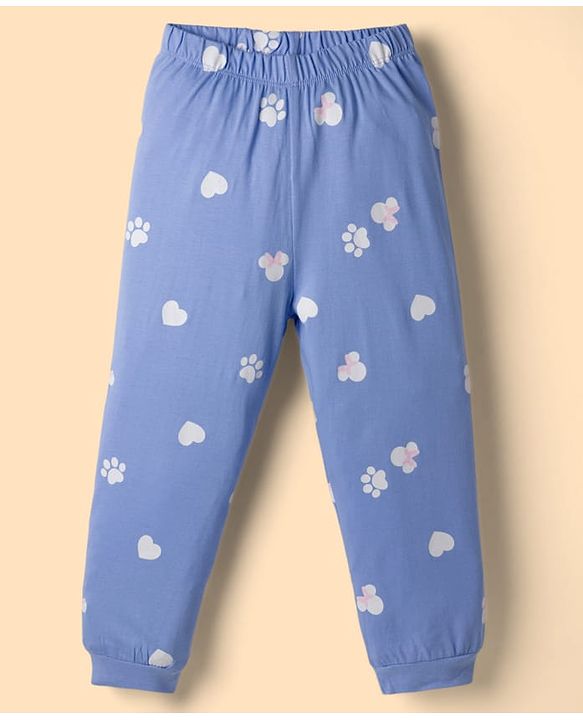 Babyhug Disney Single Jersey Knit Full Sleeves T-Shirt & Pyjama Night Suit With Minnie Mouse Graphic - White