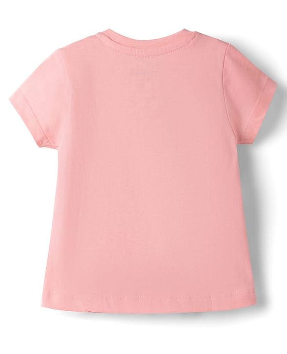 Babyhug Disney Single Jersey Knit Half Sleeves T-Shirts with Minnie Mouse Print - Pink
