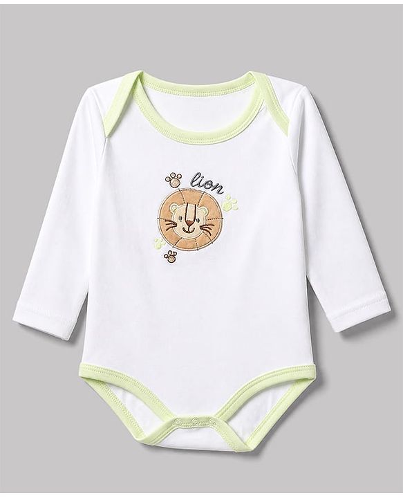 Babyhug 100% Cotton Interlock Knit Full Sleeves Animal Printed Onesies with Leggings & Cap Mittens and Booties - White