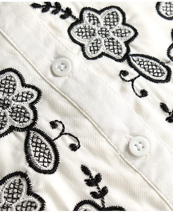 Pine Kids Cotton Woven Frock Style Tops Embroidered Half Sleeves White 4-5 Years