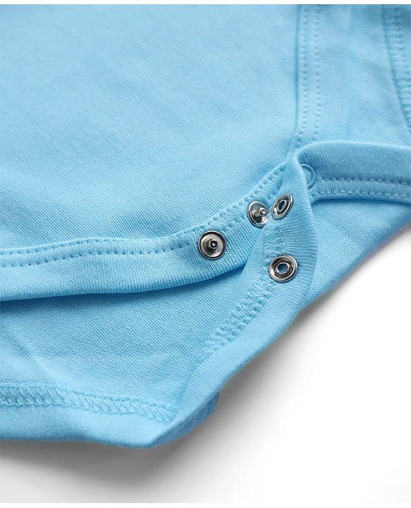 Babyhug 100% Cotton Interlock Knit Full Sleeves Striped Onesies With Teddy Bear Print & Applique Pack of 3 - White, Light Blue& Yellow