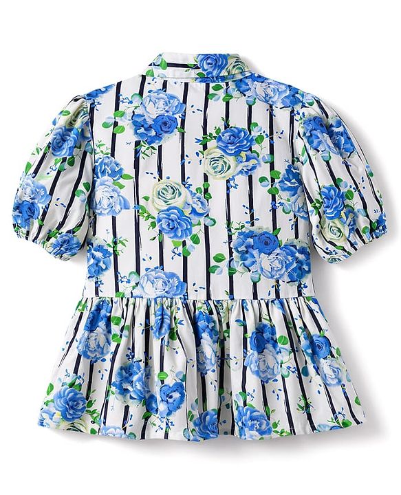 Pine Kids Cotton Woven Top Puff Sleeves Frock Style Floral Multi Color 4-5 Years