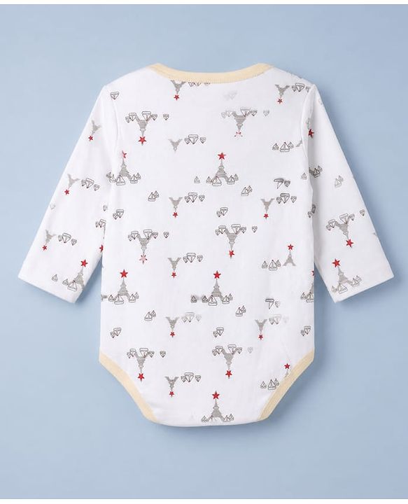 Babyhug 100% Cotton Interlock Knit Onesies With Full Sleeves and Truck Print Pack of 3 - Beige