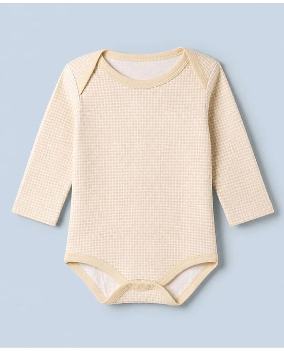 Babyhug 100% Cotton Interlock Knit Onesies With Full Sleeves and Truck Print Pack of 3 - Beige