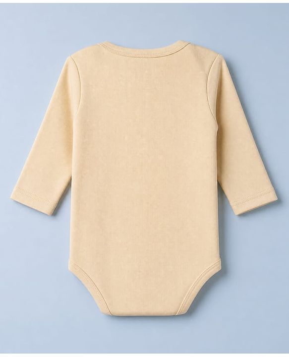 Babyhug 100% Cotton Interlock Knit Onesies With Full Sleeves and Truck Print Pack of 3 - Beige