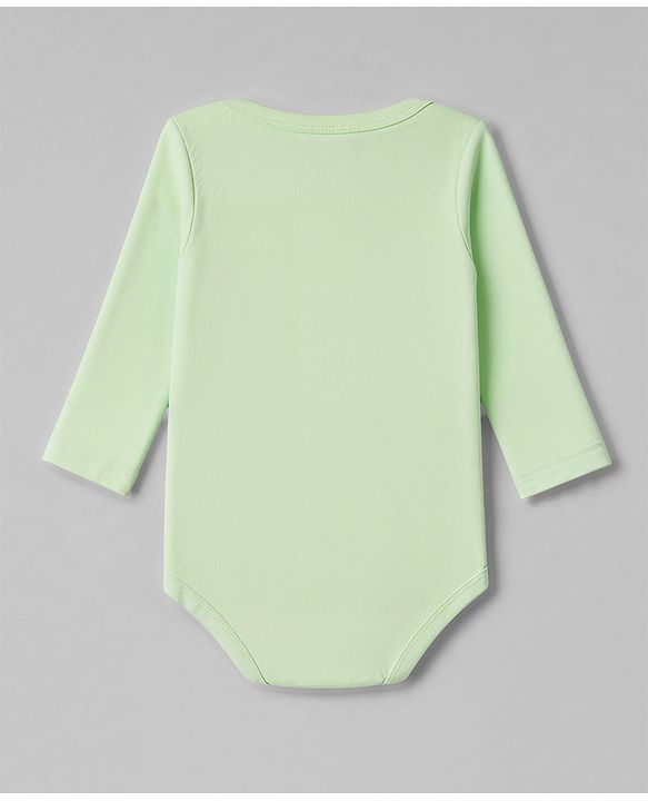 Babyhug 100% Cotton Interlock Knit Full Sleeves Onesies With House Print & Animal Patch Pack of 3 - White, Orange & Light Green