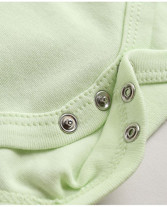Babyhug 100% Cotton Interlock Knit Full Sleeves Onesies With House Print & Animal Patch Pack of 3 - White, Orange & Light Green