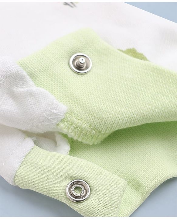 Babyhug 100% Cotton Knit Full Sleeves Striped & House Printed Rompers Pack Of 2 - White & Peach