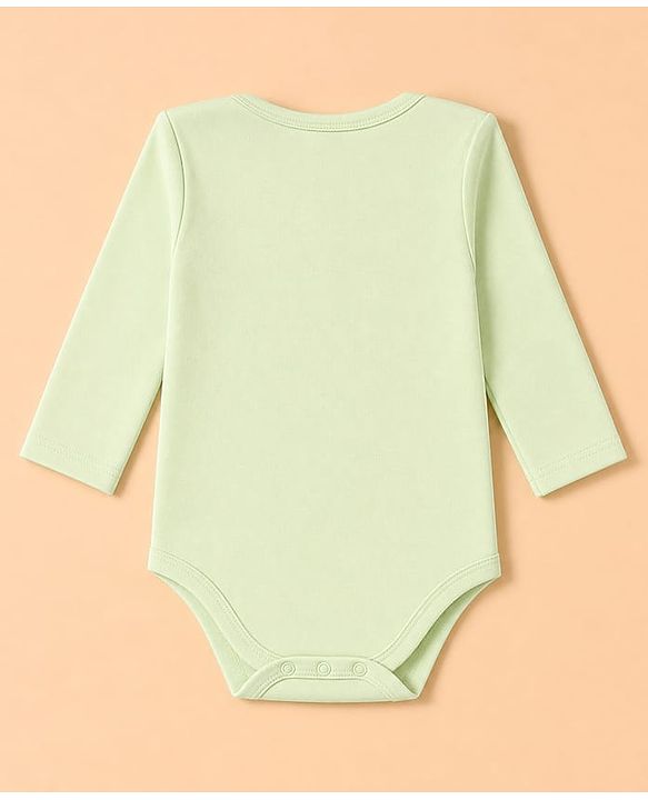Babyhug 100% Cotton Interlock Knit Full Sleeves Fox Printed Onesies with Leggings & Cap Mittens and Booties - Light Green