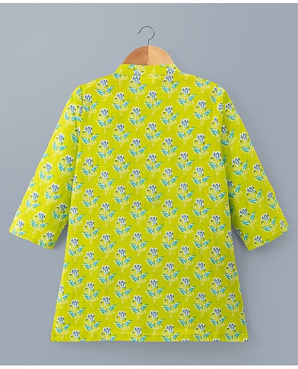Babyhug Cambric Woven Full Sleeves Kurta Pyjama Set with Floral Print - Green