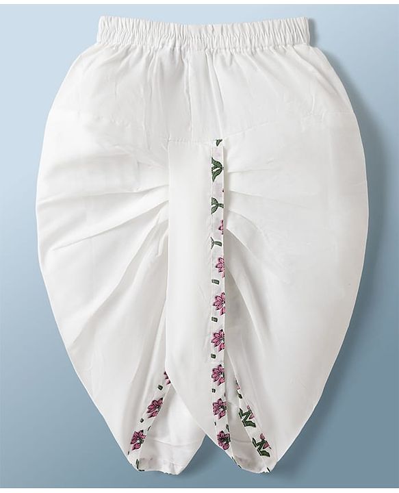 Babyhug Cambric Woven Full Sleeves Floral Printed Kurta & Dhoti Set - White