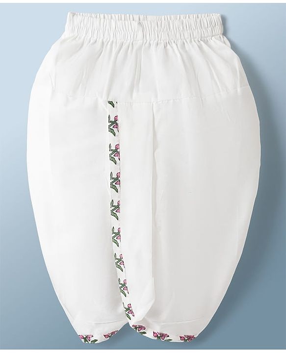 Babyhug Cambric Woven Full Sleeves Floral Printed Kurta & Dhoti Set - White