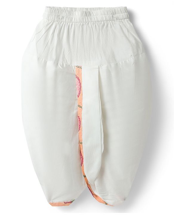 Babyhug 100% Cotton Cambric Woven Full Sleeves Floral Printed Kurta & Dhoti Set - Peach
