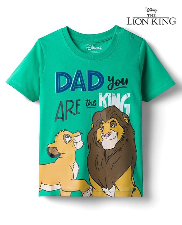 Babyhug Disney Cotton Knit T-Shirt Half Sleeve Round Neck Graphic Print Green 6-9 Months