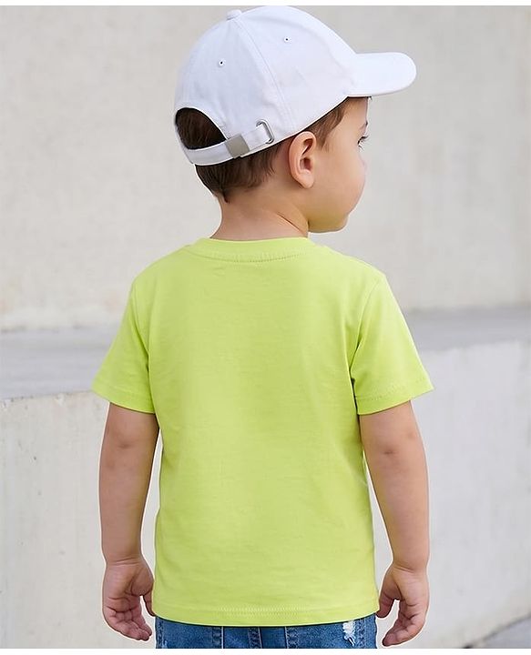 Babyhug Marvel Cotton Knit T-Shirt with Spider-Man Graphic Half Sleeves Round Neck Limegreen 6-9 Months