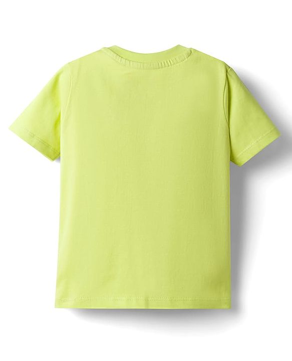 Babyhug Marvel Cotton Knit T-Shirt with Spider-Man Graphic Half Sleeves Round Neck Limegreen 6-9 Months