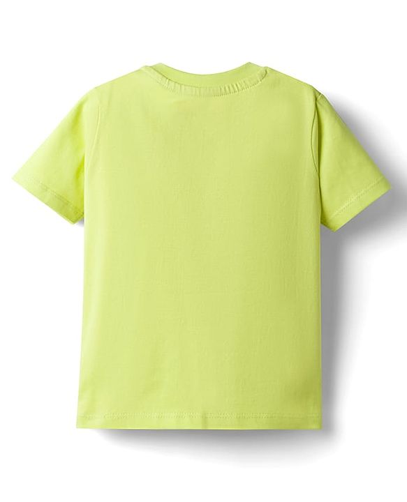Babyhug Marvel Cotton Knit T-Shirt with Spider-Man Graphic Half Sleeves Round Neck Limegreen 6-9 Months