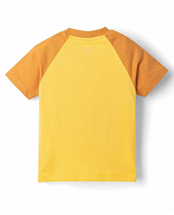 Babyhug Cotton Knit Half Raglan Sleeves Giraffe Printed T-Shirt & Pyjama Night Suit - Yellow