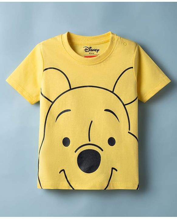 Babyhug Disney Cotton Knit Half Sleeve T-Shirts with Winnie the Pooh Graphics Pack of 2 - White & Yellow