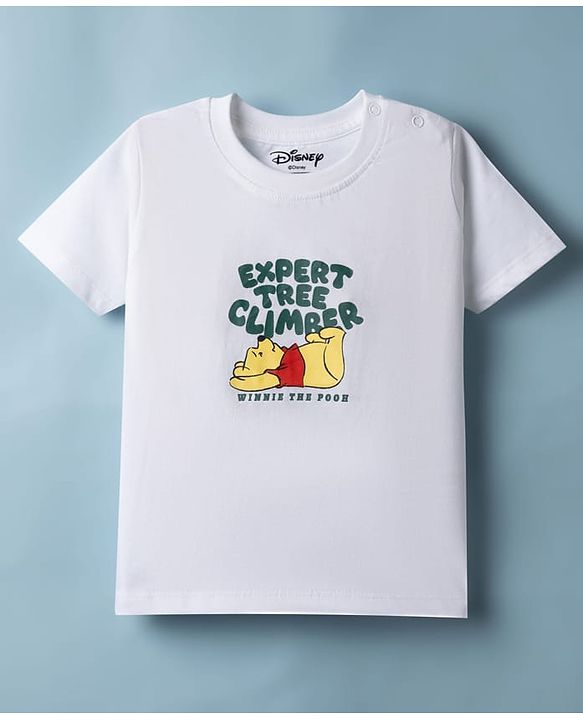 Babyhug Disney Cotton Knit Half Sleeve T-Shirts with Winnie the Pooh Graphics Pack of 2 - White & Yellow