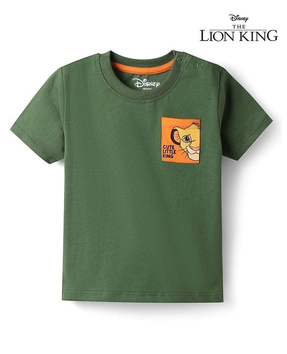 Babyhug Disney Cotton Knit T-Shirt Half Sleeve Round Neck with Lion King Graphic Green 6-9 Months