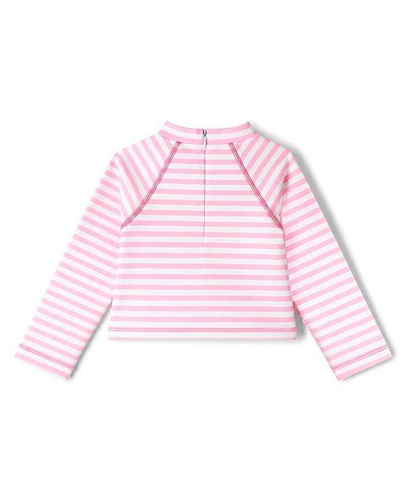 Babyhug Water Repellant Raglan Full Sleeves Two Piece Swimsuit with Stripes & Cherry Print - Red