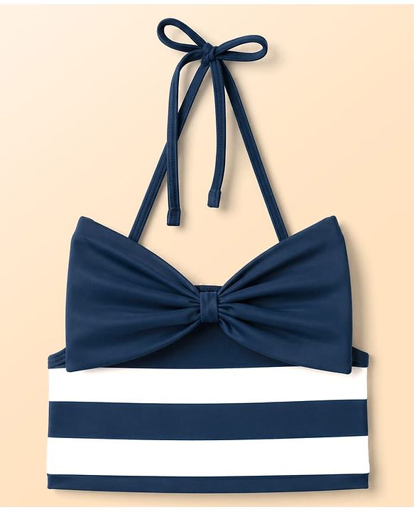 Babyhug Water Repellent Sleeveless Two Piece Striped Swimsuit - Navy