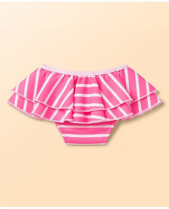 Babyhug Water Repellant Raglan Full Sleeves Two Piece Swimsuit with Stripes & Strawberry Print - Print