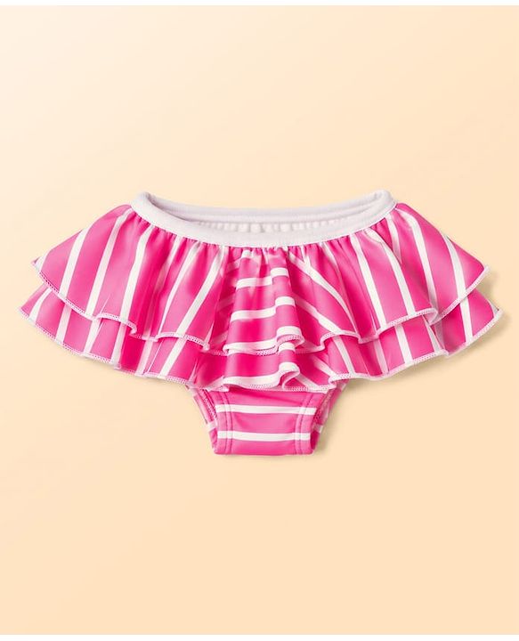 Babyhug Water Repellant Raglan Full Sleeves Two Piece Swimsuit with Stripes & Strawberry Print - Print