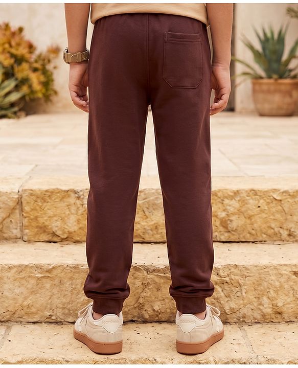 Pine Kids Knit Full Length Text Printed Lounge Pant - Brown