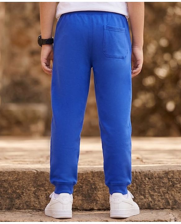 Pine Kids Cotton Knit Full Length Text Printed Lounge Pant - Blue