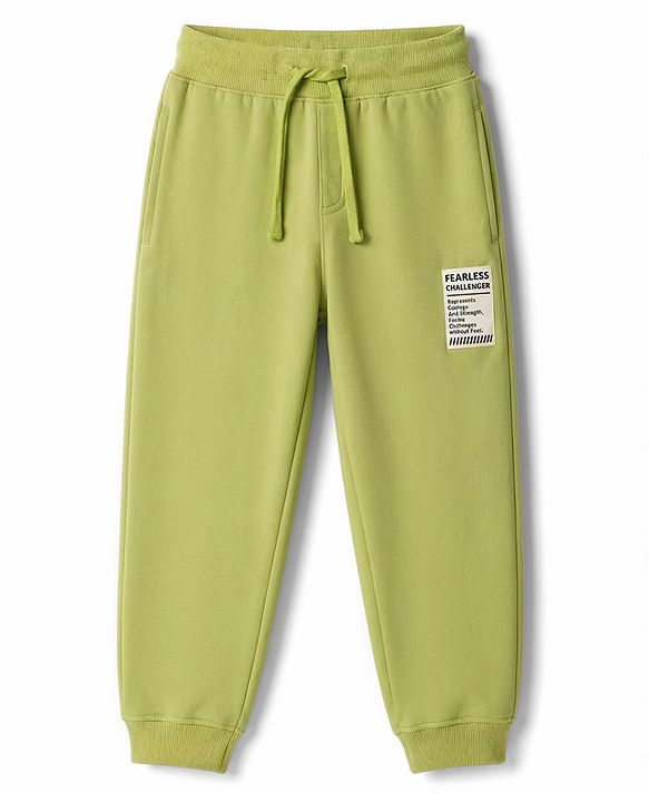 Pine Kids Cotton Knit Full Length Solid Lounge Pant - Olive Green
