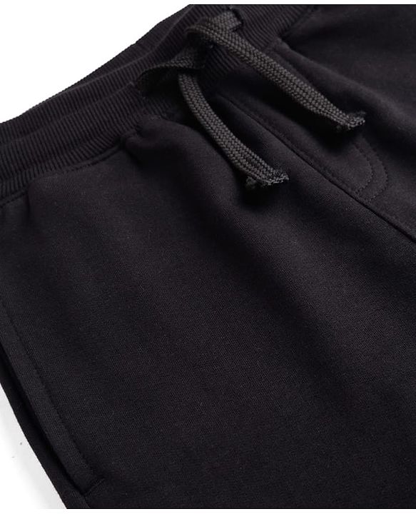 Pine Kids Cotton Knit Full Length Solid Lounge Pant With Cargo Pockets - Black