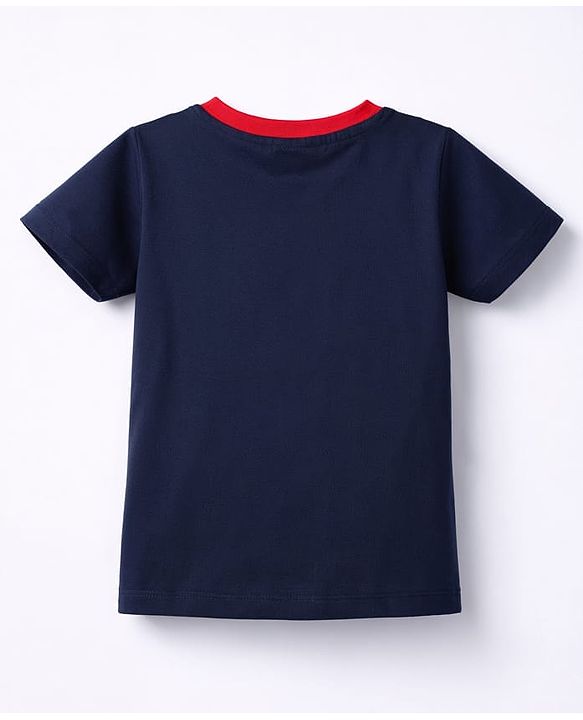 Babyhug Cotton Knit Half Sleeves T-Shirt & Shorts Night Suit With Dino Print - Blue