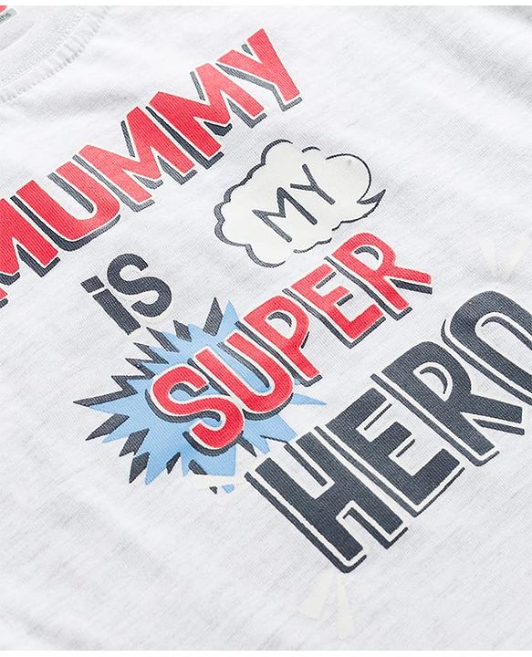 Babyhug 100% Cotton Knit Half Sleeves T-Shirt & Shorts Night Suit With Super Hero Print - White & Red