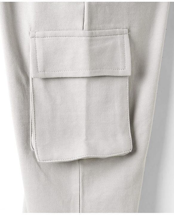 Pine Kids Cotton Knit Full Length Solid Track Pant With Pockets - Grey