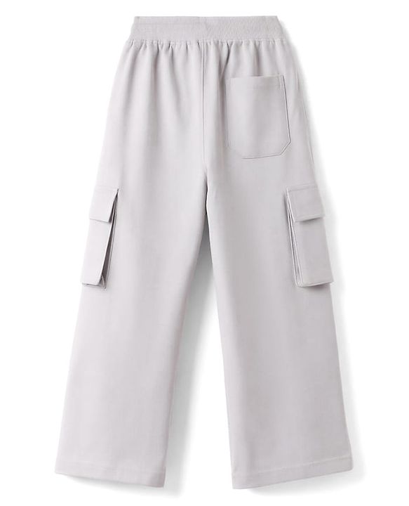 Pine Kids Cotton Knit Full Length Solid Track Pant With Pockets - Grey