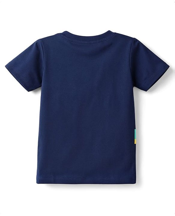 Babyhug 100% Cotton Knit Half Sleeves T-Shirt & Shorts Night Suit With Leaf & Dino Print - Blue