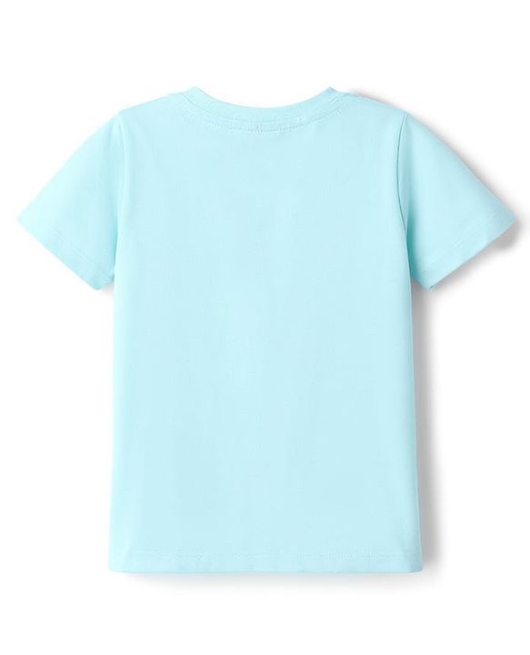 Babyhug 100% Cotton Knit Half Sleeves T-Shirt & Shorts Night Suit With Fish Print - Light Blue