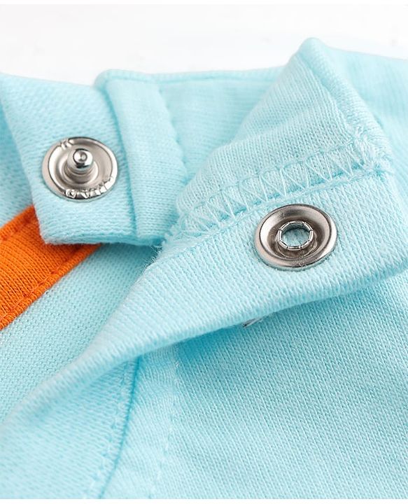 Babyhug 100% Cotton Knit Half Sleeves T-Shirt & Shorts Night Suit With Fish Print - Light Blue