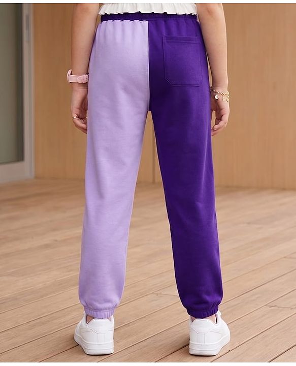 Pine Kids Cotton Knit Full Length Text & Girl Printed Lounge Pant - Violet