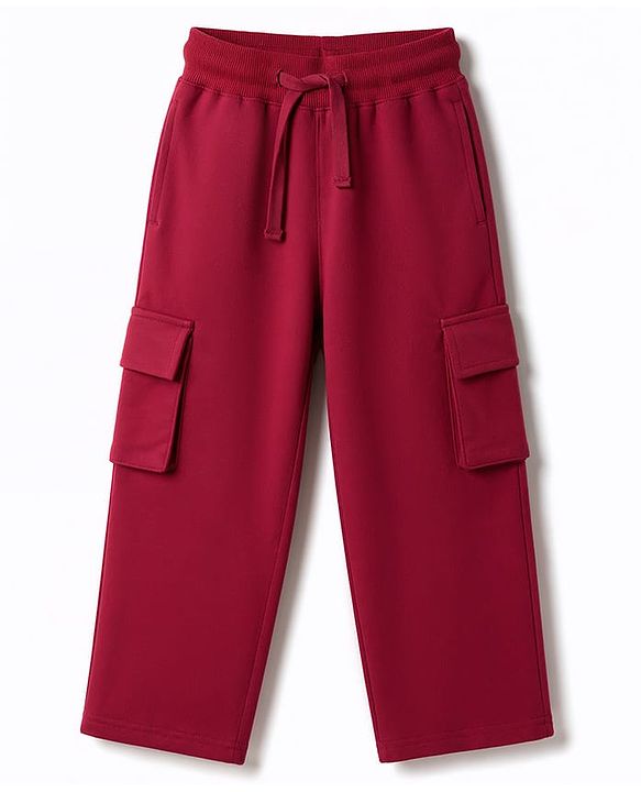 Pine Kids Knit Full Length Lounge Pant With Cargo Pockets - Red
