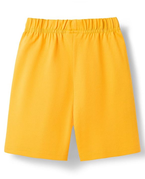 Babyhug 100% Cotton Knit Half Sleeves T-Shirt & Shorts Night Suit With Tiger Print & Applique - Yellow