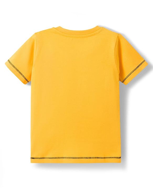 Babyhug 100% Cotton Knit Half Sleeves T-Shirt & Shorts Night Suit With Tiger Print & Applique - Yellow