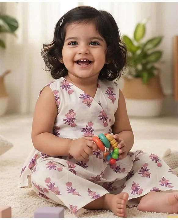 Buy Baby Moo Cotton Woven Sleeveless Floral Printed Coordinating