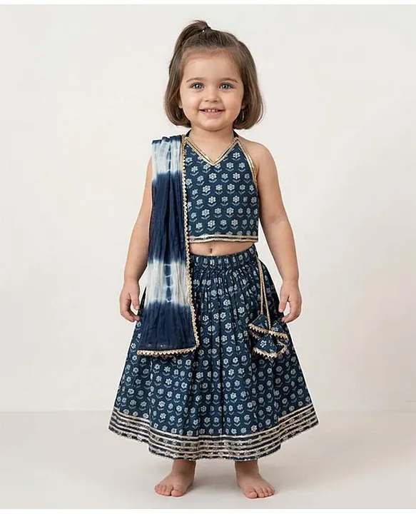 Buy Baby Moo Cotton Woven Sleeveless Gota Lace Embellished