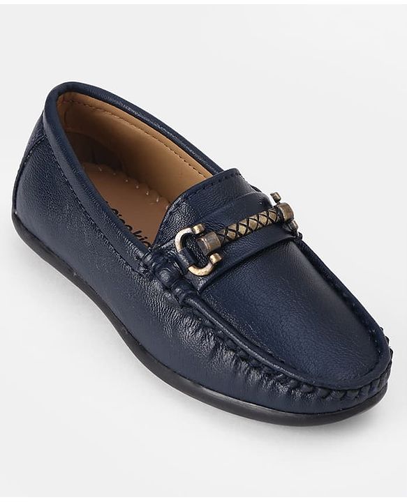 Pine Kids Solid Colour Formal & Party Wear Loafers with Metal Applique - Blue