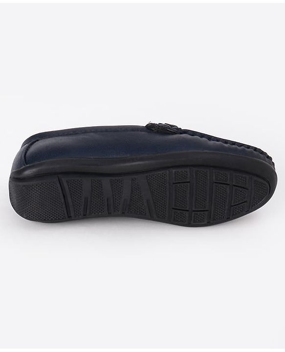 Pine Kids Solid Colour Formal & Party Wear Loafers with Metal Applique - Blue