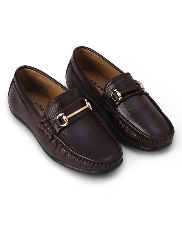 Pine Kids Slip On Formal & Party Wear With Applique - Brown