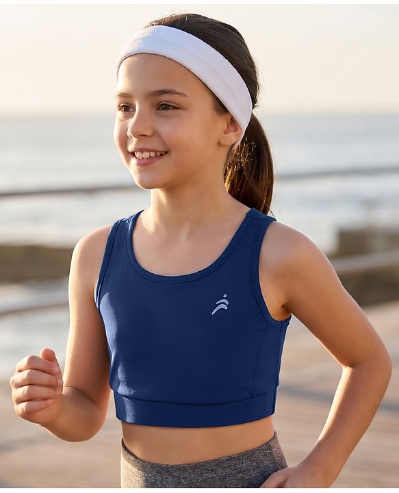 Pine Active Lycra Knit Sleeveless Super Stretch Sports Bra - Navy Blue